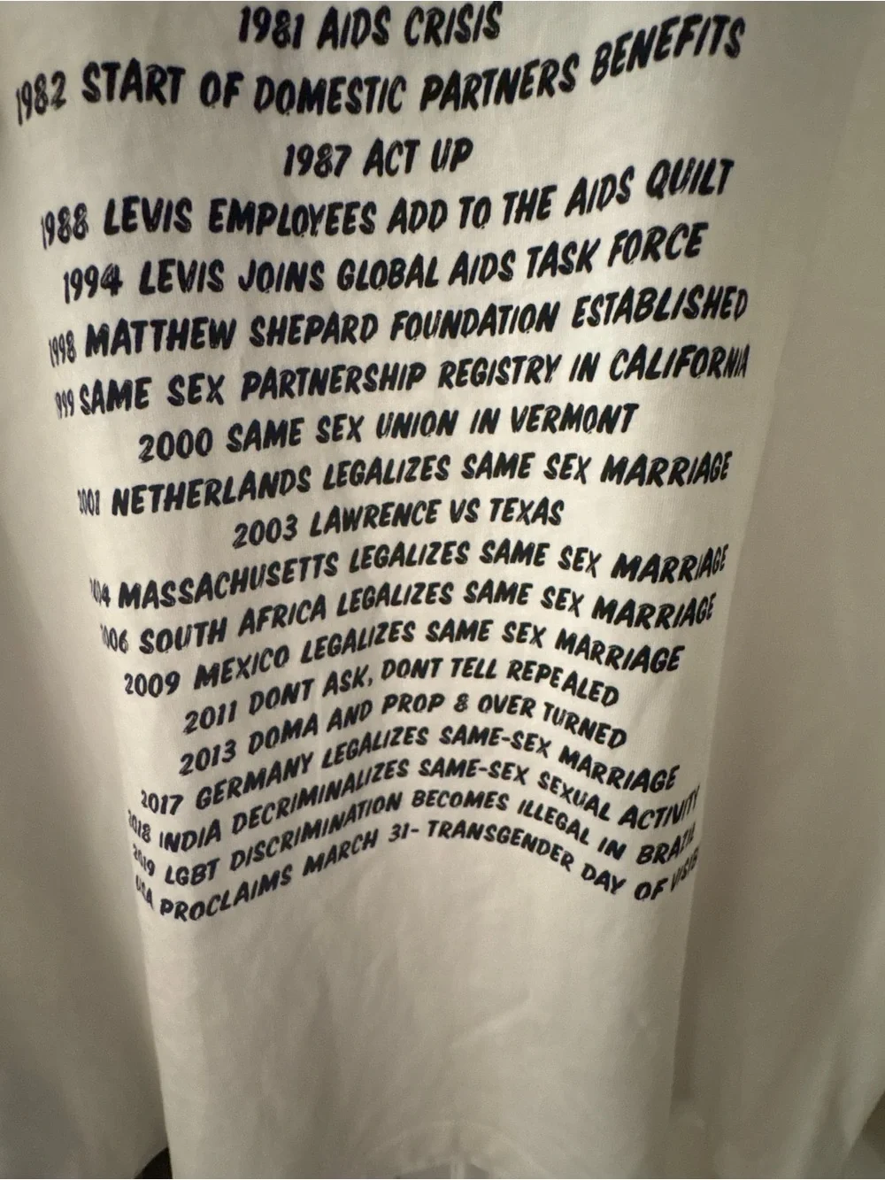 NWT Levi's Pride Community Graphic T-Shirt Tee in White LGBTQ+ great List/ Back